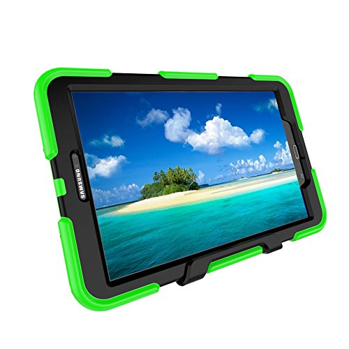 TECHGEAR® (Schutzhülle für Samsung Galaxy Tab A 25,7 cm 2016 (SM-T580 Serie) Robuste Schutzhülle Design Stoßfester Panzer lange Überlebenszeit mit abnehmbaren Ständer Schule, Kids, Bauunternehmer Fall grün grün Galaxy Tab - 6