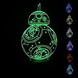 SmartEra® USB Star Wars Charakter Film BB8 Roboter sieben Farbwechsel LED-Touch-Taste 3D Optische Täuschung Schreibtischlampe