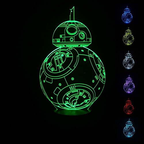SmartEra® USB Star Wars Charakter Film BB8 Roboter sieben Farbwechsel LED-Touch-Taste 3D Optische Täuschung Schreibtischlampe