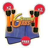 6 Second Abs Replacement Bands: 2 Pairs Red Bands + 2 Pairs Orange Bands + Free Waist Trimmer