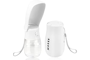 JOPHEK 300ML Botella de Agua para Mascotas, 180°Plegable Botellas de Agua para Perro Gato con Botón de Bloqueo y Filtro de Carbón Activado para Acampar a Pie Todos los Días