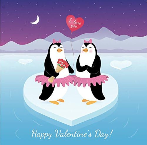 Lesbian Penguin Couple (With Penguin Story) - Lesbian valentines card - Same sex valentines card - lesbian valentines gifts - lesbian gifts - lesbian cards