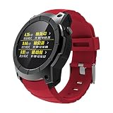 Limin Smartwatch Farbdisplay GPS Druck Sportmodus SIM Pulsuhr Sportuhr S958 (schwarz, rot) (Color : Red)