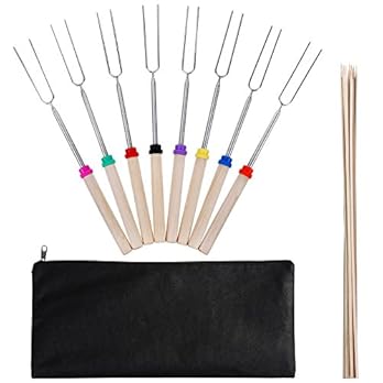 Zacro 8 Stck Grillspie Mit 10 Stck Bambus Grillspie Ausziehbar Edelstahl Mit Holzgriff Perfekt Fr Barbecue