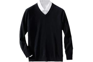 Hamthuit Men's Cashmere Sweater Warm Pullovers V-Neck Fit Knit Pullover Male Woollen Knitwear Jumpers