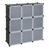 Songmics Interlocking Storage Cube Organiser Shelf / Shoe Rack / Wardrobe Cabinet 112 x 112 x 37 cm Black LPC116 ()
