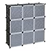 Songmics Interlocking Storage Cube Organiser Shelf / Shoe Rack / Wardrobe Cabinet 112 x 112 x 37 cm Black LPC116