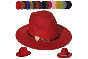 JK Home Fedora Hats with 2pcs Removable Belt Buckle - Wide Brim Wool Felt Panama Hat Soft Warm Jazz Cap for Unisex Men Women