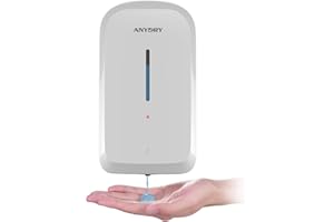 anydry Distributeur de Savon Automatique Mural Commercial 1000ml Grande Capacité Flip Top Modèle 1220 Blanc