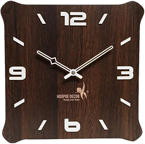 Hoopoe Decor Trendy Made in India Handcrafted Wooden Wall Clock (28 cm x 28 cm x 0.7 cm, HDWCWD0004W)