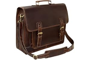 Dhk Devil Hunter Killer Ledertasche Vegas aus Leder Aktentasche Umhängetasche Laptoptasche 17 Zoll Braun Herren Groß