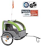 Verdeck mit Fenster, Fliegen- und Regenschutz. Mit Sicherheitswimpel. 4 seitliche Innenraumtaschen zum Verstauen von Gepäck. Inkl. 2 Anhängerkupplungen. Einfache und werkzeuglose Schnellmontage durch Steckverbindungen.