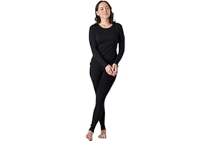 LAPASA Merino Wolle Unterwäsche Set Damen, Merinowolle Thermounterwäsche Unterhemd Langarmshirt, Unterhosen Leggings (L58 Warm/L91 Extra warm)