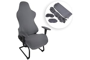 BSTKEY BTSKY - Fundas elásticas para sillas de juegos, color gris, fundas ergonómicas para sillas de oficina reclinables para sillas de oficina de estilo de carreras (sin sillas)