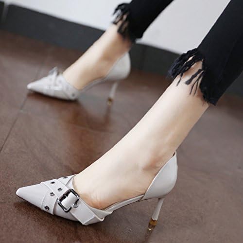 Xue Qiqi The tip of the belt clip fine with high-heel shoes minimalist candy colored side empty single shoes female,35, coral red