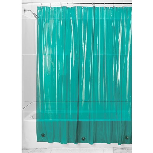 InterDesign Vinyl 4.8-Gauge Shower Curtain Liner, 180 x 180 cm - Deep Teal