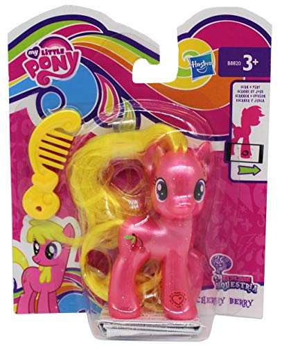 MLP My Little Pony Esplora Equestria Figure per Lo Styling, con Pettine e Fascia Glitterata, codice sul Piede per l'APP, Personaggio per Ragazze, Bambini (Fiore di Campo, Rosa) (Cherry Berry)