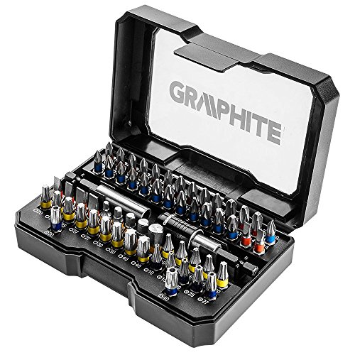 Graphite. Juego 60 puntas de destornillador, TORX, de acero S2, Ph, Pz, SL hexagonal, TORX a prueba de manipulaciones (Gra 56h600)