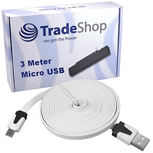 Ultralanges 3m Meter Highspeed Micro USB 2.0 Flachkabel Ladekabel Datenkabel für coolpad Max Modena Porto S Torino S Cubot H1 H2 P11 S500 S600 X12 X15 X16 X9 Z100 Cyrus CM1 CM16 CM5 CM7 CS18 CS19 CS20 CS27 CS30 Yezz Sfera