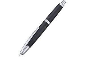 WIKULT Jinhao 10 Press Fountain Pen with Box, Wavy Matt Black Chromium Retractable Fine Nib with Converter Set (Silver Clip)