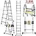 Produktbild 3.8 M Teleskopleiter Auszeihleiter aus Hochwertigem Aluminium Leiter Aluleiter Mehrzweckleiter Teleskop Design bis 150 Kg Belastbar (3.8 M 1.9+1.9)