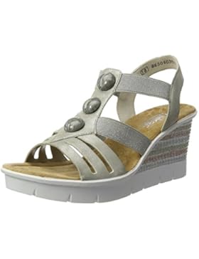 Rieker Damen V6548 Offene Sandalen mit Keilabsatz