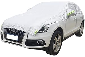 GUOCU Bâche Auto Universelle Housse de Protection Couverture de Voiture Repliable Etanche Imperméable Anti-poussière Soleil Neige Pluie Bandes de Sécurité Réfléchissante，Gris，One Size