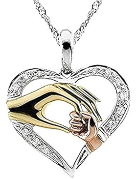 18k Echtsilber Halskette Mutterstolz Baby Hand Mutter Herz Liebe Silber