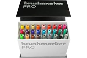Karin Mini Box BrushMarker Pro Caja de rotuladores de 26 unidades y 1 mezclador corporal transparente con sistema Ink-Free, 2,4 ml de pintura líquida Sin rotuladores