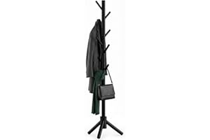 SG Traders Wooden Coat Stand, 3 Adjustable Height Coat Tree with 8 Hooks, Coat Stand for Hallway Entryway, Coat Rack Stand for Clothes Hall Tree Dress Jackets Hanging Rail Rack Stand (Dark Coffee)