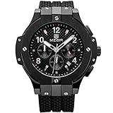 MEGIR Herren Sport Armee Chronograph Quarz Armbanduhren Silikon 24 Stunden Stoppuhr Mann