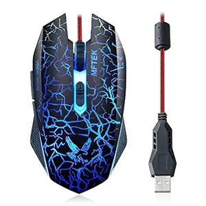 MFTEK Tag 3 2000 dpi LED Backlit Wired Gaming Mouse with Unbreakable ABS Body (Black)
