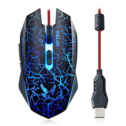 MFTEK Tag 3 2000 dpi LED Backlit Wired Gaming Mouse with Unbreakable...