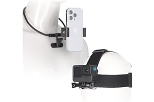 Lupholue POV/Vlog Sangle de tête pour Smartphone Kit de Support de Sangle de Poitrine pour Cou POV Fort for GoPro Hero 12, 11, iPhone, Samsung, Session, Xiaomi Yi, SJCAM, DJI Osmo
