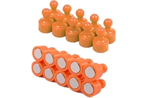 QIKAARA 20 PCS Fridge Magnets Strong Neodymium Magnets Magnetic Push Pins Little Refrigerator Magnets Whiteboard Map Magnets Perfect for Home Kitchen Office School Classroom Orange