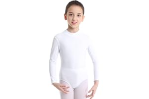 iixpin Mädchen Langarm Ballett Trikot Ballett Body Kinder Ballettanzug mit Stehkragen Gymnastikanzug Turnanzug Tanzbody Gr. 98-152
