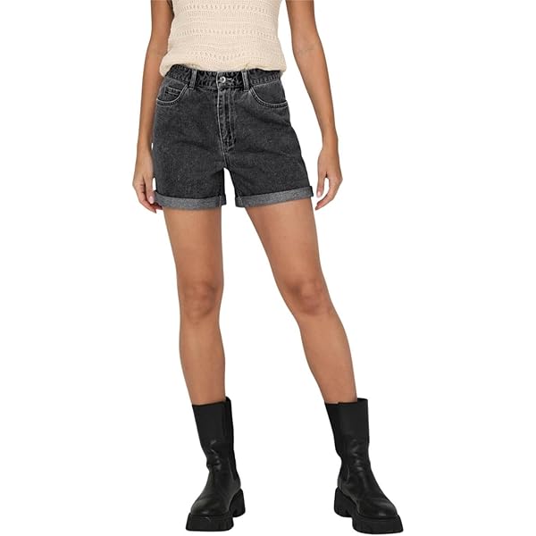 URBAN CLASSICS Pantaloncini Donna Vita Alta - Shorts In Cotone Con Vita Arricciata, Tasche, Taglie 26-34