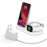 Belkin Caricabatteria wireless 3 in 1 stazione di ricarica da 7,5 W per iPhone 15, 14, Apple Watch ed AirPods e altri - dock 