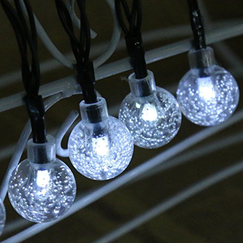 Samoleus 30er LED Solar Lichterkette Garten Globe Außen Warmweiß 6 Meter, Solar Beleuchtung Kugel für Party, Weihnachten, Outdoor, Fest Deko usw (Weiß) - 6