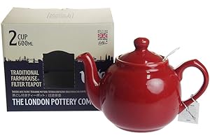 London Pottery Farmhouse Small Teapot with Infuser, Ceramic, Red, 2 Cup (600 ml)