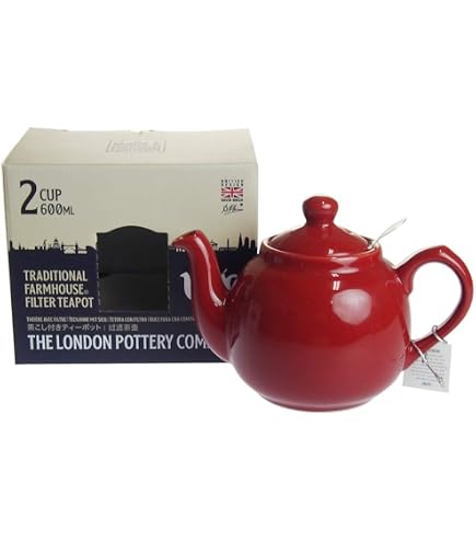 Théière Chatsford 4 Tasses Avec Filtre Rouge - Blanc, Pratique Et Facile à Nettoyer