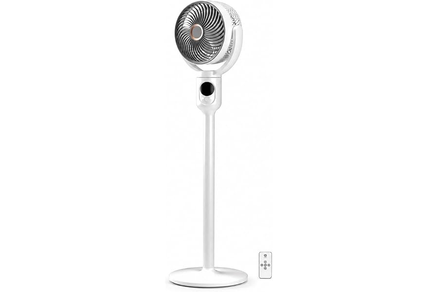 TEK ONE Tecnologia USB-C Rechargeable Floor Fan with Remote Control | 5 Silent Speeds | 90° Oscillation and 120° Tilt | 9H Timer | LED Night Light