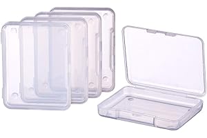 BENECREAT Paquet de 18 - Stockage de Billes en Plastique Transparent avec couvercles rabattables pour Articles, pilules, Herbes, Petites Perles, trouvailles de Bijoux (6,7x5,2 x 1,2 cm)