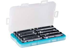 JJC Odporny na wilgoć pojemnik na baterie, pojemnik do przechowywania, organizer na 8 x bateria AA lub akumulator 14500, uchwyt do przenoszenia baterii