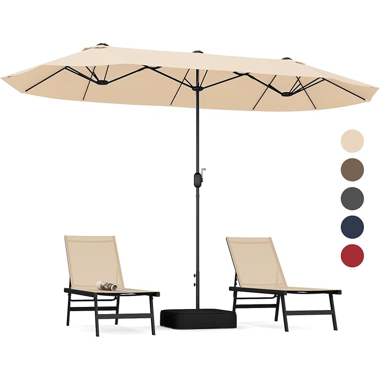 Nexos Doppelsonnenschirm XXL Mit Kurbel – 4,50x2,65 M, Oval, Polyester, Stahlgestell, Für Terrasse & Garten