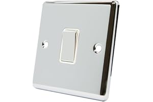 ALLIANCE ELECTRICAL AET CPC1GSWIWC 1 Gang 2 Way 10 A Classical Chrome Polished White Insert Metal Rocker Light Switch