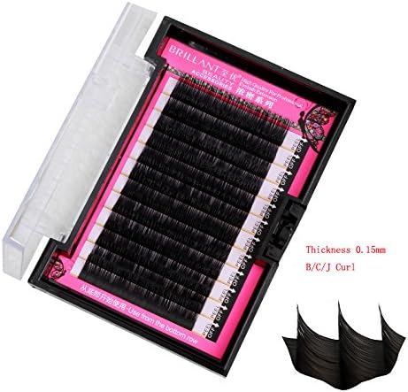 12rows/ tray,8-13mm mixed length in a box,Thickness 0.15mm B/C/J Curl Beauty Nature Long Individual Eye Lashes Extension Black Soft Volume Fake False Eyelashes Make Up Tools (C Curl)