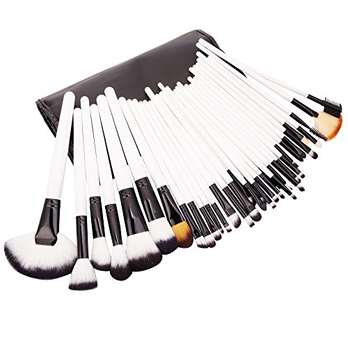 Olym Store 36pcs Black Handle White Hair Cosmetic Brush Set