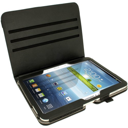 igadgitz 360° Drehbar Schwarz PU Ledertasche Hülle für Samsung Galaxy Tab 3 10.1″ GT-P5210 Mit Multi-Winkel Betrachtungs-stand + Auto Sleep/Wake + Displayschutzfolie - 3