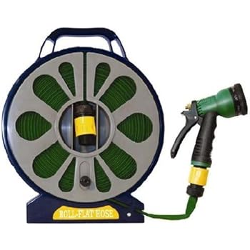 15M LAY FLAT HOSE SET NON KINK PIPE REEL SPRAY GUN 15 METRE GARDEN